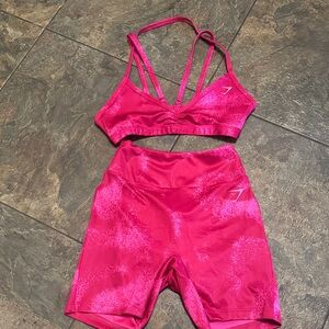 Gymshark Pink Sports Bra and Shorts Set